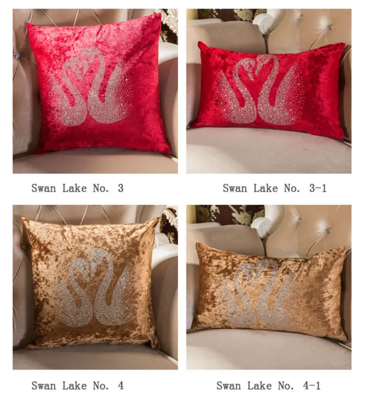 Экологичный фиолетовый двойной Лебедь PANFELOU 45*45 см с фианитом|cushion cover|cushion covers for