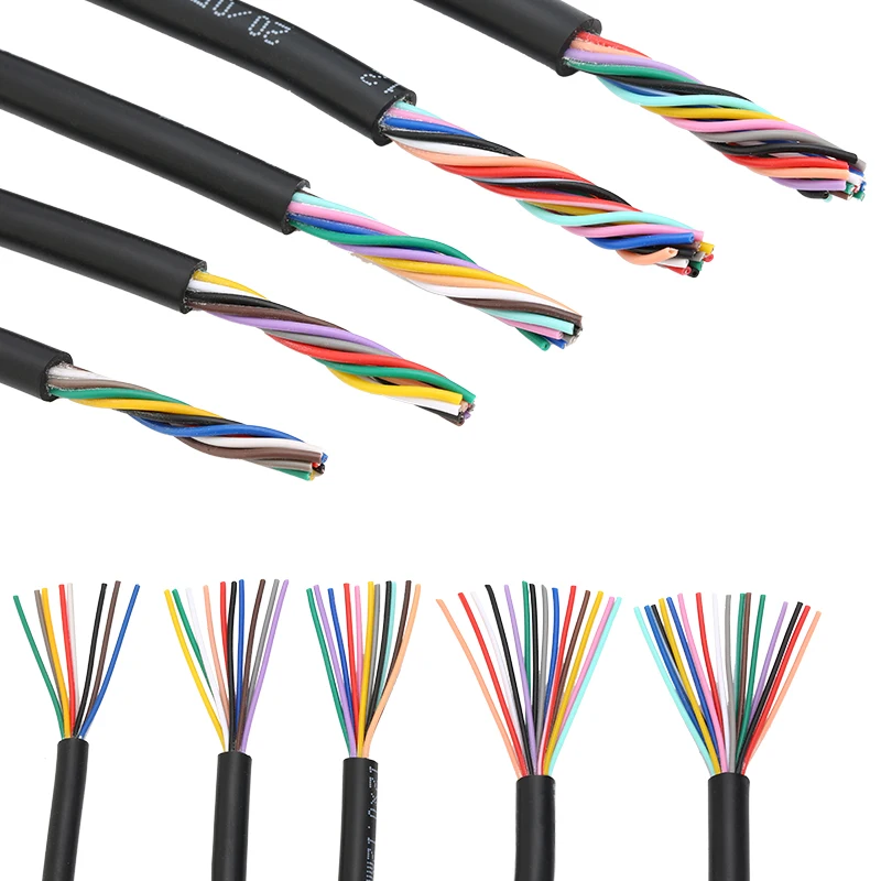 10 м 26 AWG кабель РВВ 2/3/4/5 цветов Медь провод электрический RVV черный мягкий в
