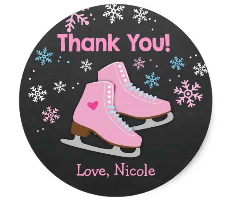 

1.5inch Ice Skating Stickers Ice skating favor tags