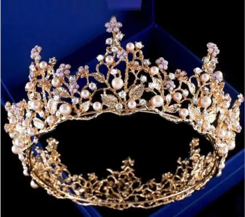 

Vintage Pears Wedding Baroque Bridal Crown Tiara Bride Headpiece New