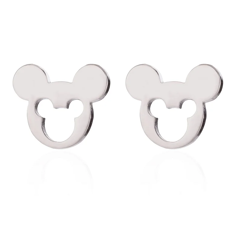 Steel Earrings Yiustar модные милые хрустальные серьги-гвоздики с Микки Маусом для женщин и девочек, блестящие CZ циркониевые серьги «Микки Маус», детские Персонализированные серьги-гвоздики - Окраска металла: Steel Earrings