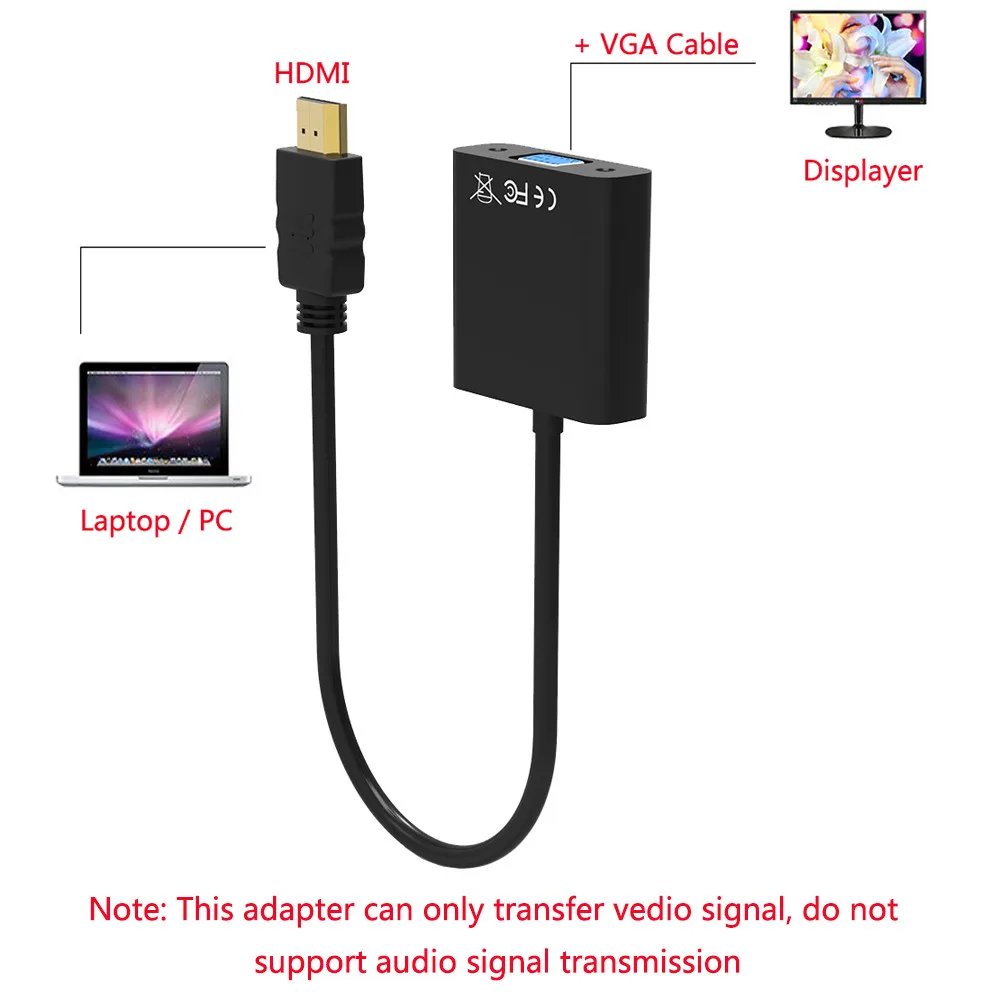 Full HD 1080P HDMI к VGA адаптер цифро-аналоговый преобразователь кабель для Xbox PS4 ПК ноутбук ТВ коробка к проектору дисплей HD tv