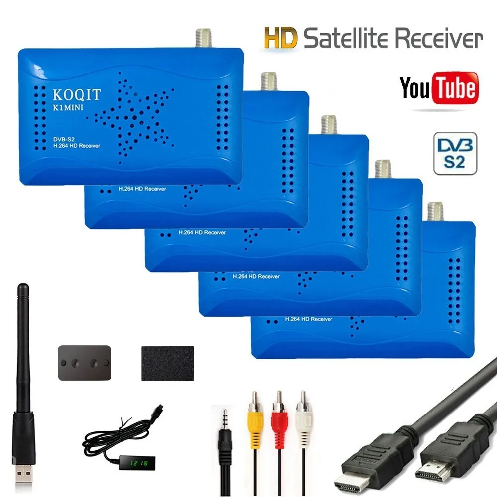 Koqit бесплатный интернет спутниковый ресивер ТВ тюнер DVB-S2 цифровой рецептор ТВ коробка декодер USB Wifi Youtube vu Biss ключ PVR светодиодный IR