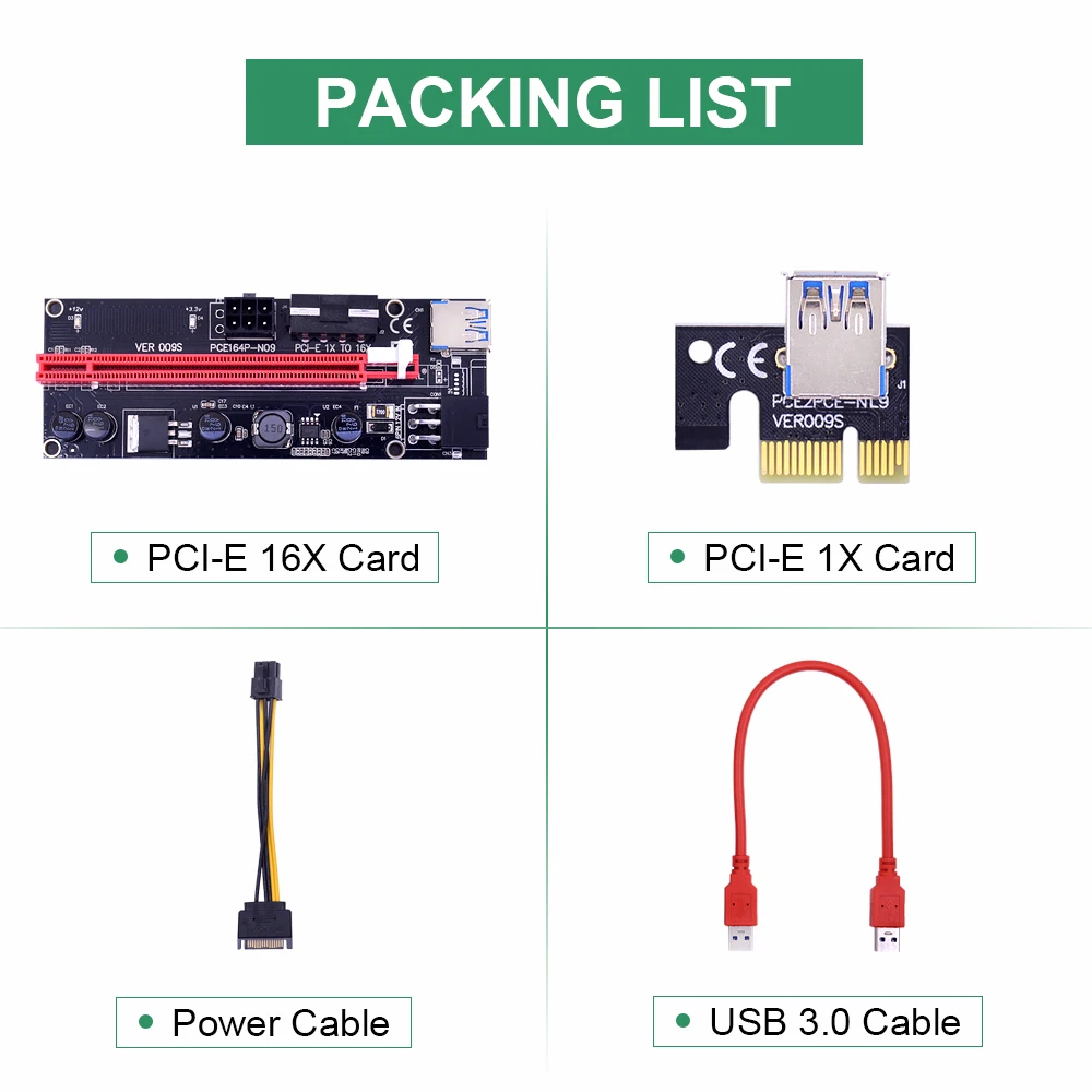 CHIPAL 30 см Черный 009S PCI E Райзер карта 009 PCIE 1X до 16X удлинитель USB3.0 кабель двойной
