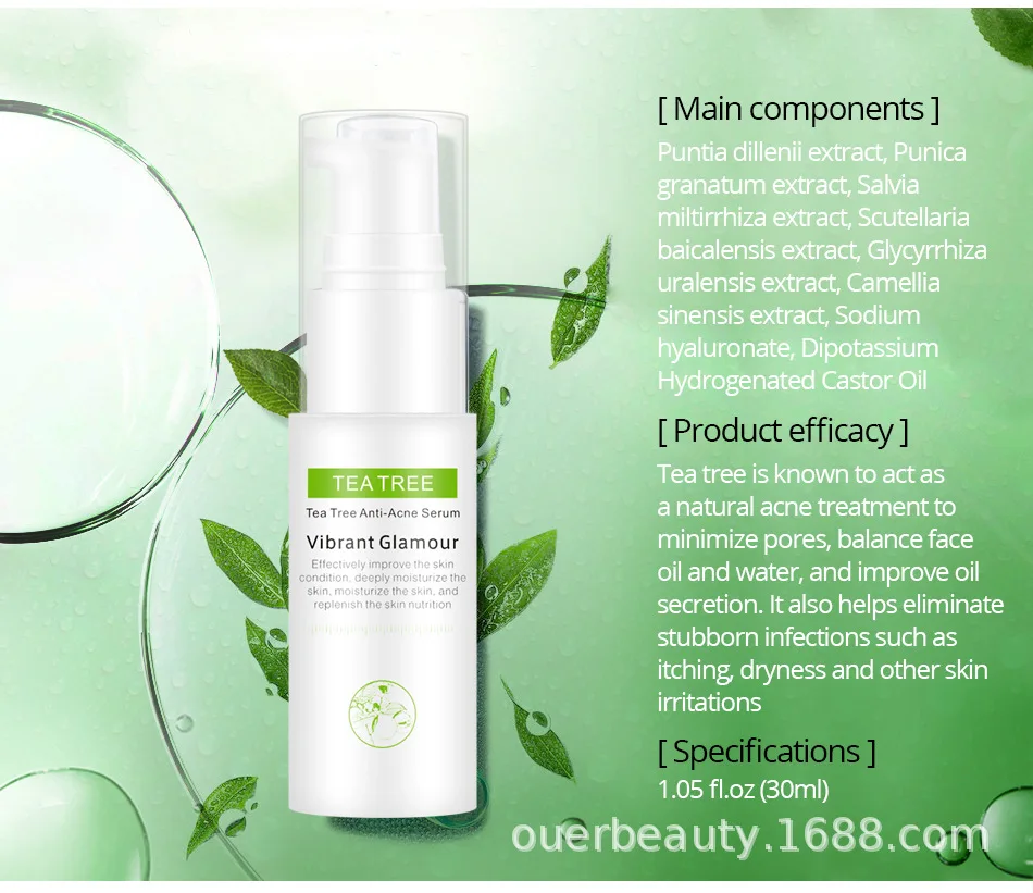 VIBRANT GLAMOUR Tea Tree Anti-Acne Serum Acne Scar Treatment To Print Anti-wrinkle Essence Oil-control Shrink Pores | Красота и