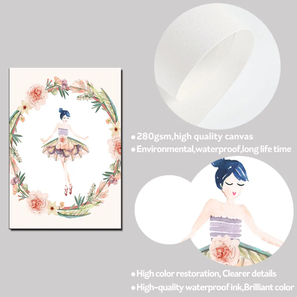 Картина на холсте с изображением цветов балерины|Рисование и каллиграфия| |