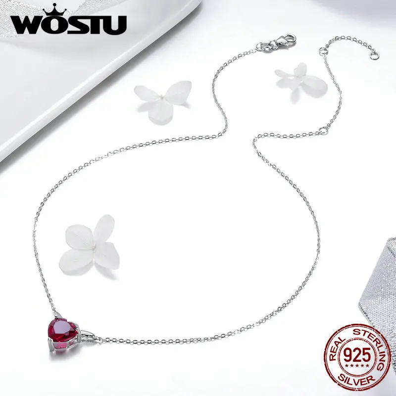 WOSTU Authentic 925 Sterling Silver Luxury Angel&ampDemon Crystal Pendant Necklaces For Girl Women 2020 New Fashion Jewelry DXN285 |