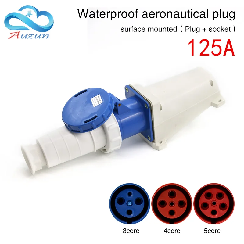

Waterproof industrial aviation plug socket connector 3core 4core 5core hole125A surface mounted aviation plug docking