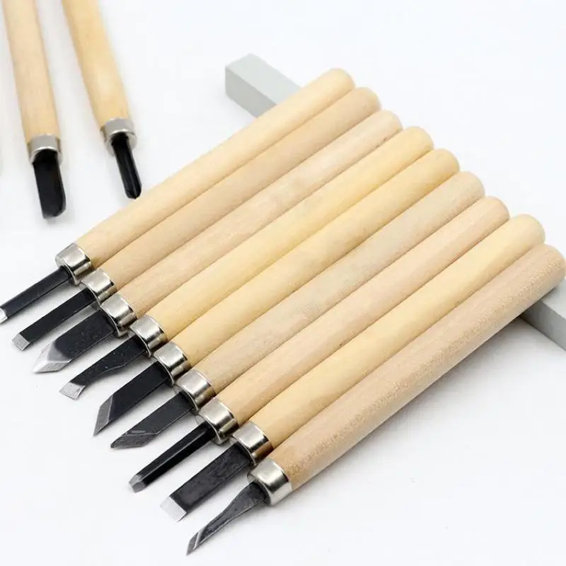 

8/12 Pcs/set Woodcut Knife Handmade Wood Carving Utility Knife Rubber Carving Set Wood Carving Tool Set