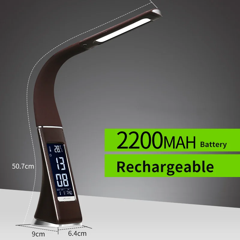 2200mah Brown Светодиодный светильник с функцией защиты глаз, с аккумулятором, перезаряжаемый, с регулируемой яркостью, Настольный светильник с сенсорным датчиком, настольные лампы, Холодный/теплый светильник, настольная лампа - Цвет корпуса: 2200mah Brown