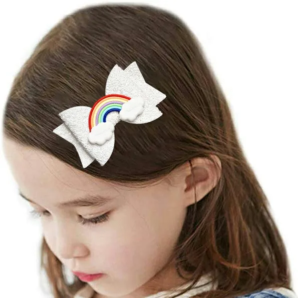 

Заколка для волос для женщин и девочек, с радужным блестящим бантом