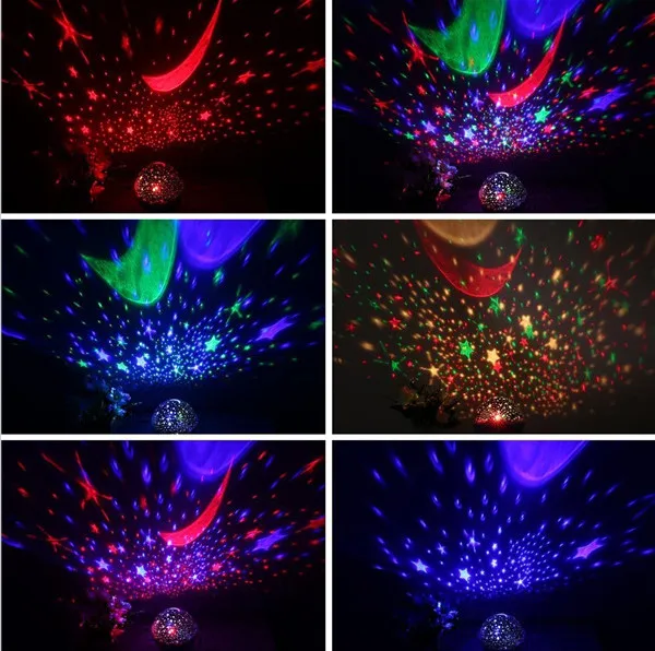 Комната Новинка Ночник проектор лампы Ротари мигающий Звездное Звезда Луна