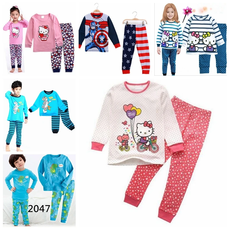 Розничная продажа! Детские осенние пижамные комплекты для девочек пижамы с