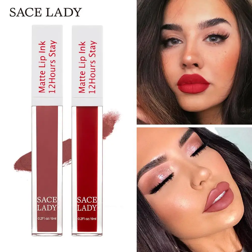 SACE LADY, 23 Цвета, матовая губная помада, макияж, стойкая жидкая помада для губ, телесный оттенок для губ, макияж, водостойкий блеск для губ, косметика
