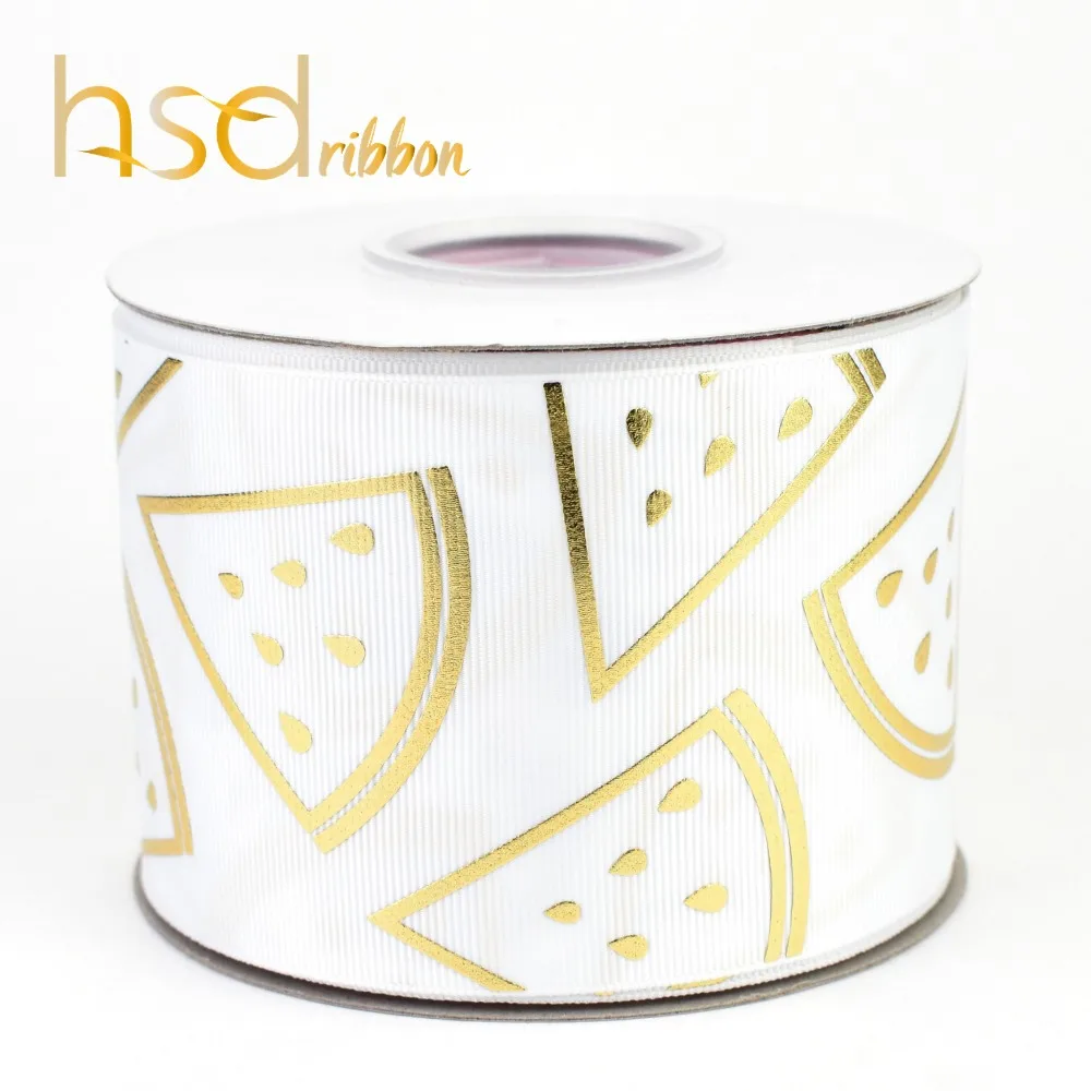 HSDRibbon 75 мм 3 дюймов изготовленный на заказ с принтом арбуза золото Фольга