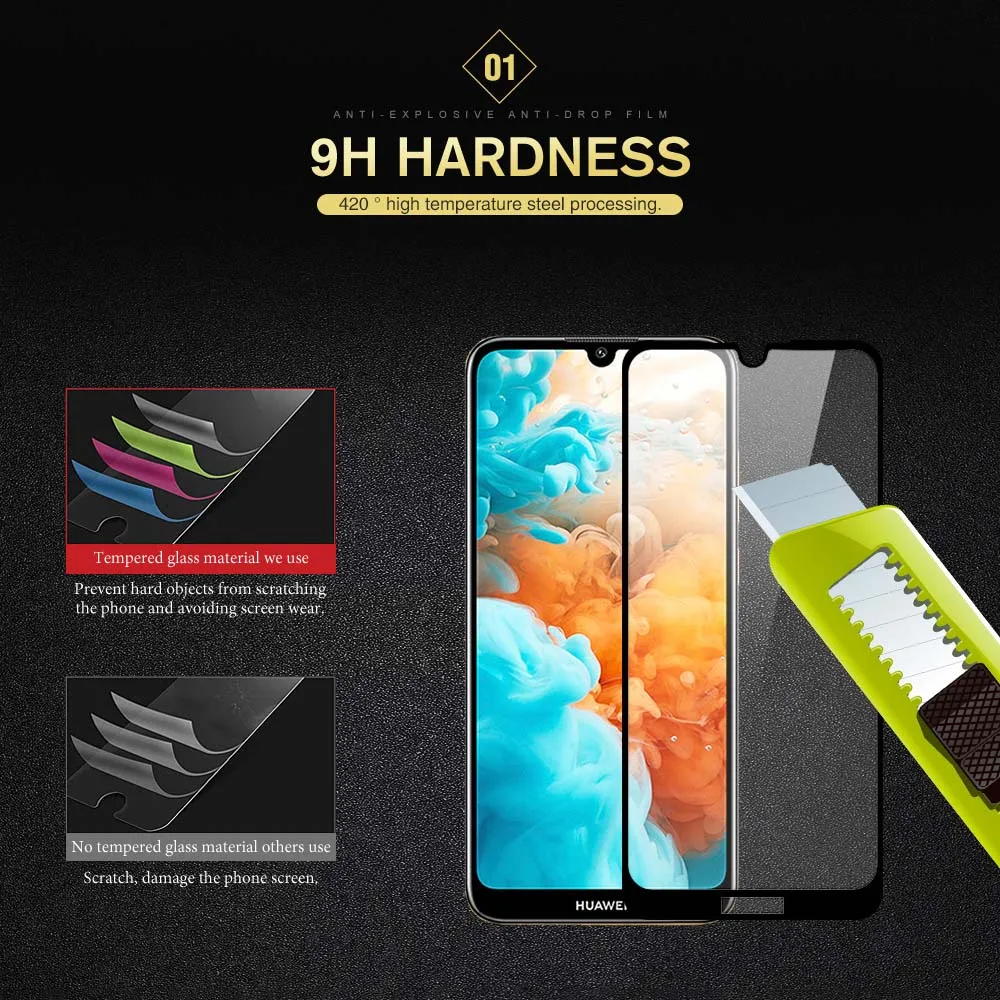 Защитное стекло для huawei y9 prime 2019 экрана y7 y6 y5 pro листовая пленка steklo|Защитные