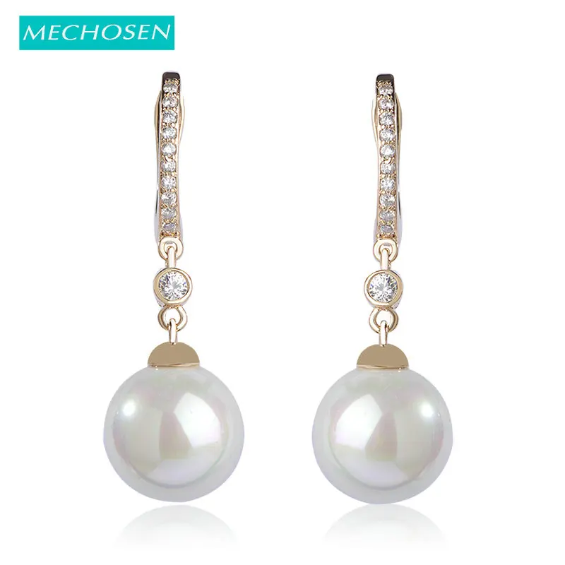 

MECHOSEN Noble Design Exclusive Glossy Imitation Pearl Earrings Princess Hook Pendientes perlas Women's Day orecchini haut femme