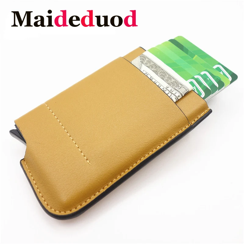 

Maideduod 2018 Новый Стиль кошелек для карточек из натуральной кожи чехлы для защиты от краж RFID кредитной карты держатель для карт Pop Up карты автоматически Роскошная бумажная коробка подарка