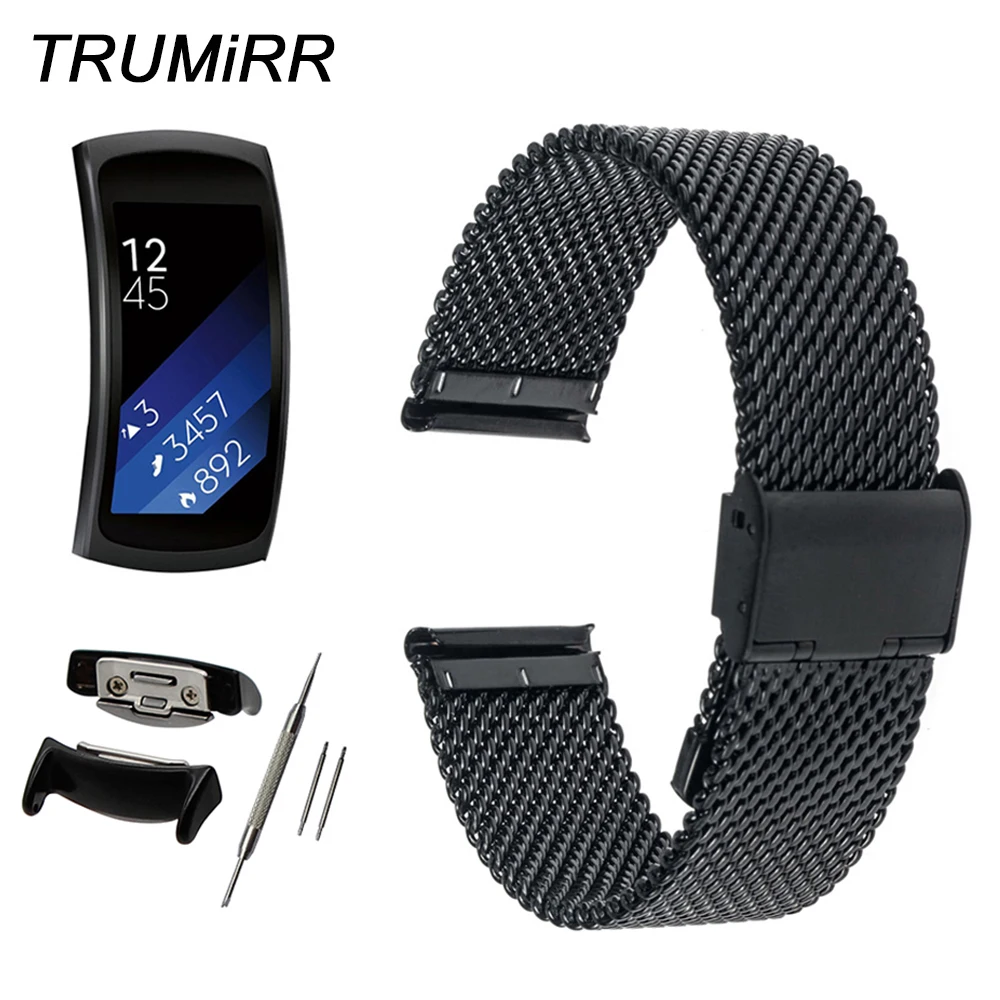 18 мм миланские часы ремешок для samsung gear Fit 2 SM-R360 из нержавеющей стали ремешок на запястье металлический браслет черный, розовый, золотистый, серебристый
