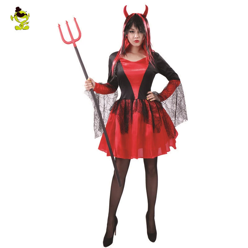Новый взрослый костюм дьявола для женщин Пикантные туфли с красной злой Королева