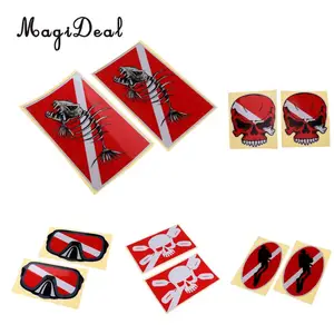 Комплект из 2 предметов, большой светоотражающий череп, погружение на дно, наклейка с изображением скелета для рыбалки, дайвинга, подводной охоты