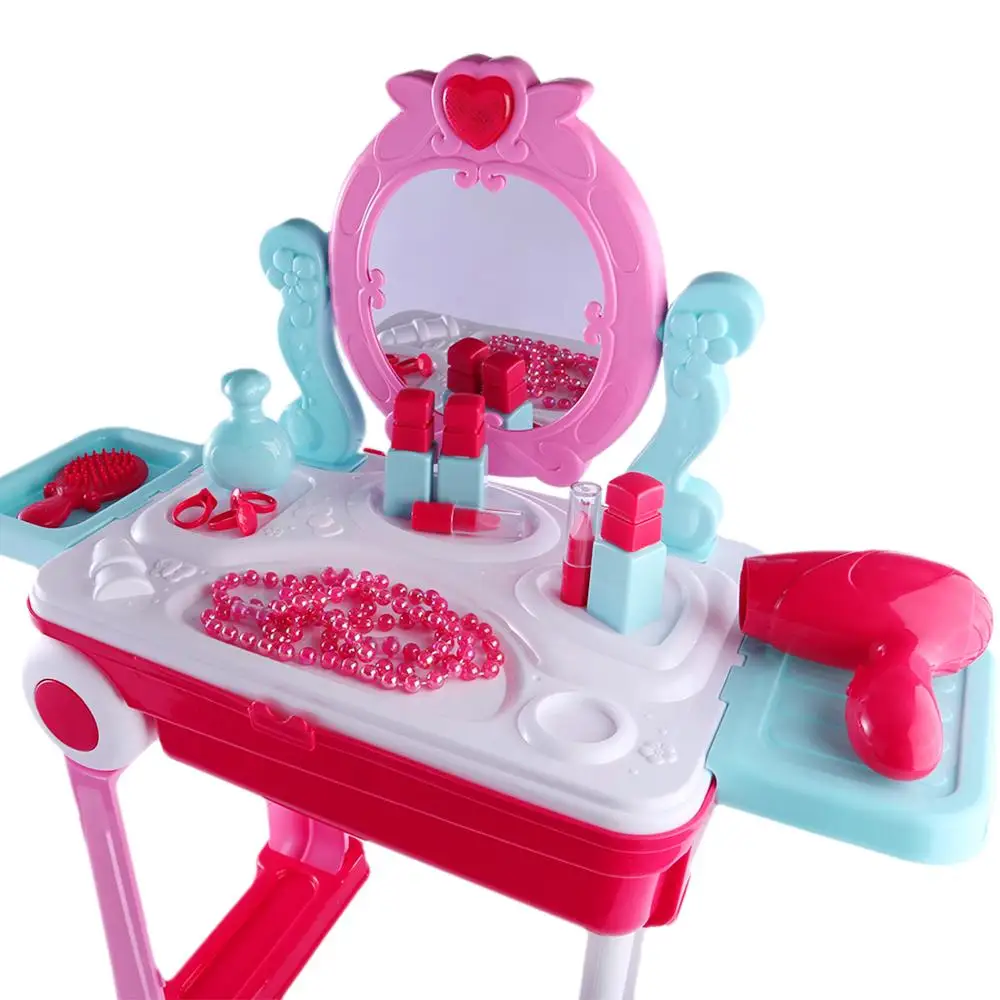 Kids Beauty Makeup Tool Sets Pretend Play Workbench Playset Educational Toy with Luggage Case Girls Toy Christmas Gifts