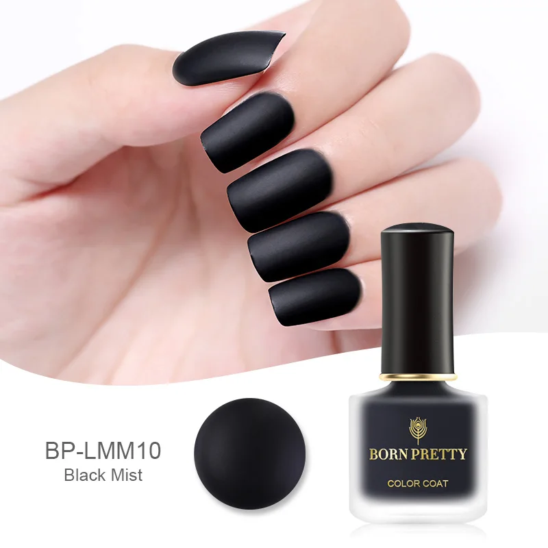 Matte Black Polish BORN PRETTY Matte Top Coat 6ml Oil-based High Texture Nail Polish Nail Art Manicure Care Varnish Manicure Supplies - Цвет: Matte Black Polish