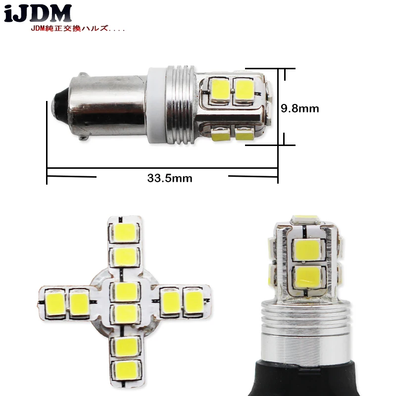IJDM Canbus 10SMD-3030 H21W BAY9s светодиодный фонарь для автомобиля заднего хода или парковочных огней, фары номерного знака, ксенон белый/янтарный/красный