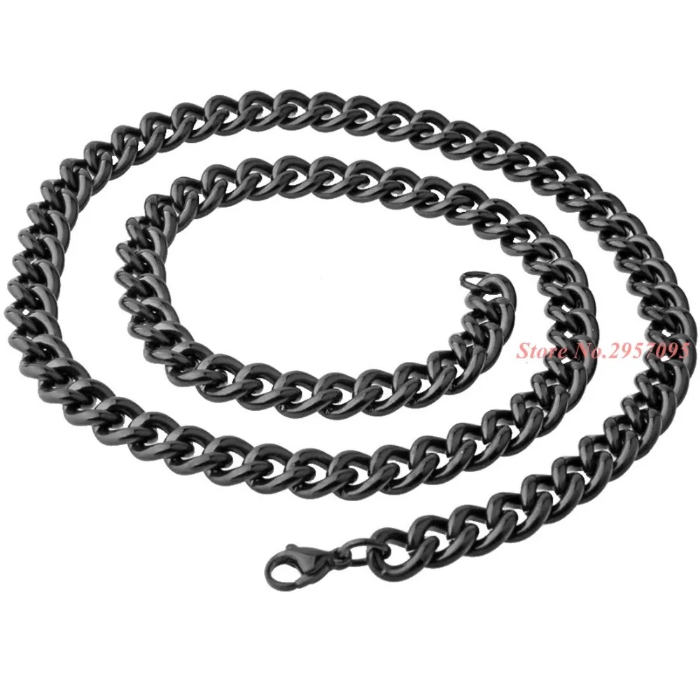 High Quality Width 9mm Stainless Steel Gold Cuban Chain Waterproof Men's Curb Link Necklace 7-40&quot Choose Size | Украшения и