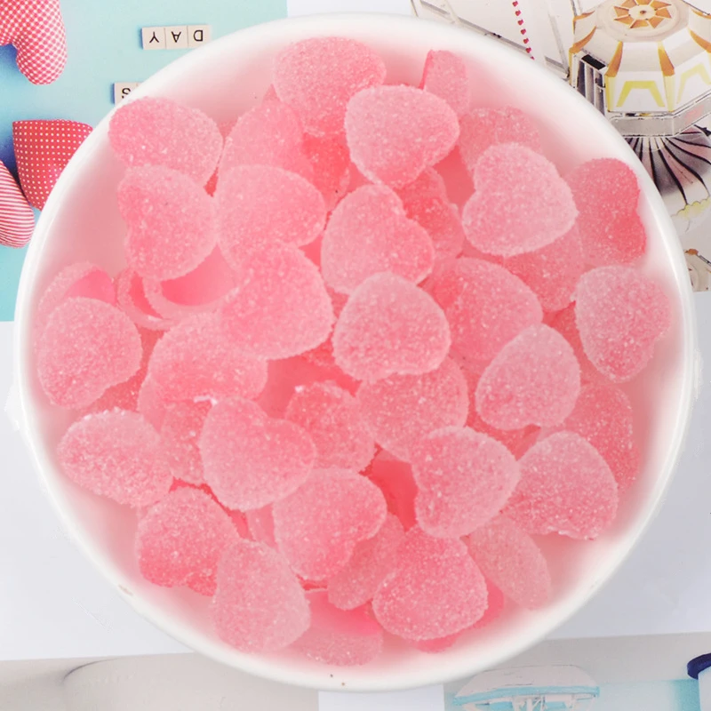 20 шт. в форме сердца, для конфет плоские пластмассовые аксессуары DIY серьги украшения Драгоценности материал плоское украшение из смолы Slame заполнения ремесла поставки
