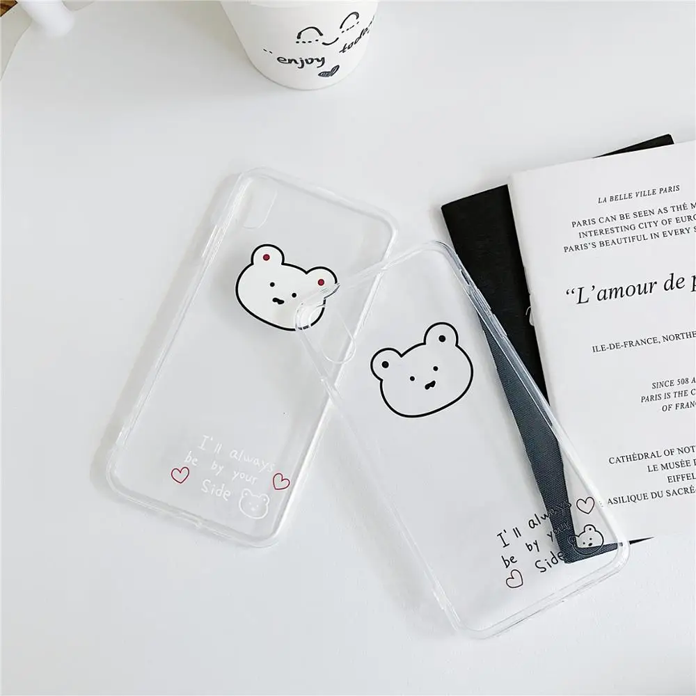 Cute Line Cartoon Bear Phone Case For iPhone 6 6s 7 8 plus X 10 XS Max XR Back Cover Funda Soft Clear TPU Transparent |