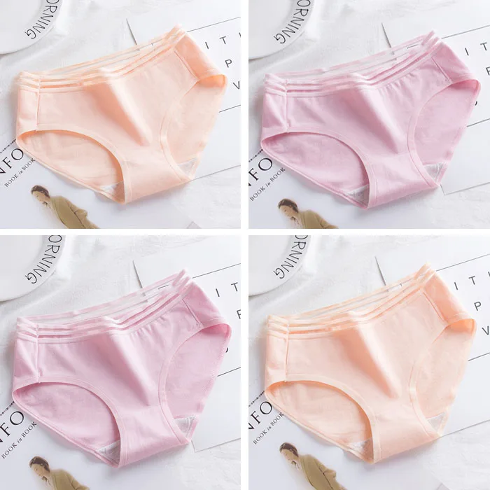 4PCS-030-4 4 шт./лот, хлопковые трусики, женское нижнее белье, сексуальные трусы, плюс размер, L-XXL, кружевные трусы, бесшовные, милые, мягкие, комфортные, для девушек, нижнее белье - Цвет: 4PCS-030-4