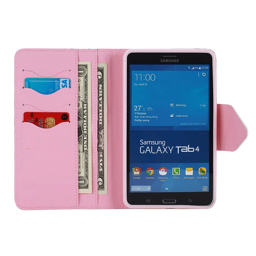 Кожаный чехол книжка с рисунком для Samsung Galaxy Tab 4 7 0 T230 T231 T235 планшета цветами и