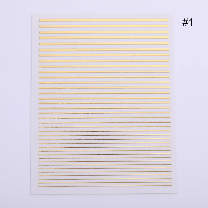 16(10-7.9cm) 1 лист Золотой Серебряный 3D стикер для ногтей Striping Ленточные линии металлические многоразмерные полосы клей для накладных ногтей переводная наклейка маникюрный Декор - Цвет: 16(10-7.9cm)