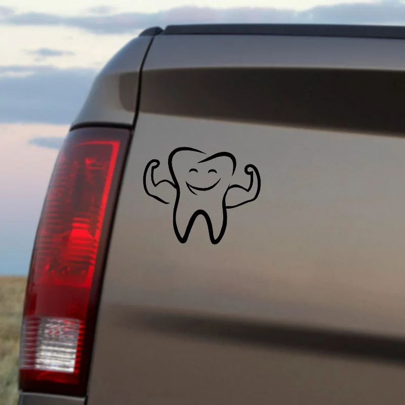 

YJZT 17X14CM Cartoon Funny TEETH Smile Vinyl Decal Car-styling Car Window Sticker Black/Silver S8-1423
