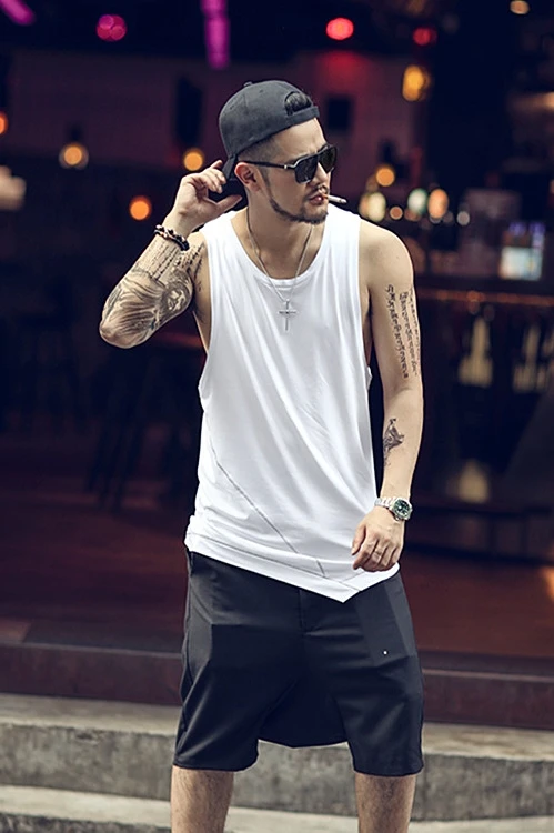 

Summer O-Neck Tank Top Men Casual Solid Sleeveless Shirt Male Gymclothing Fitness Vest Skinny Gymwear Mens Tank Top T996