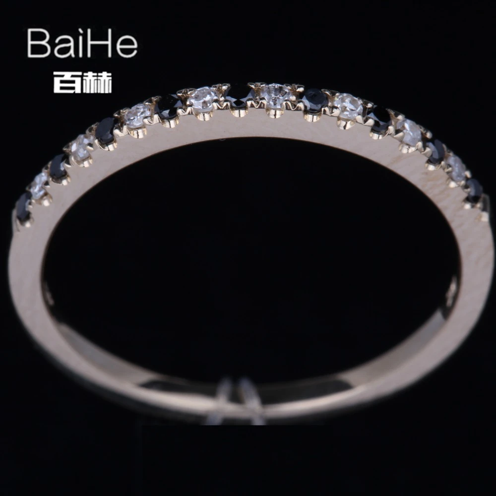 BAIHE однотонное 10K желтое золото 0.20ct круглые H/SI натуральные бриллианты черные