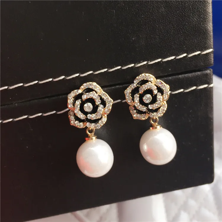 E50 Камелия цветы жемчуг роскошный известный бренд boucles d'oreille Ювелирные серьги