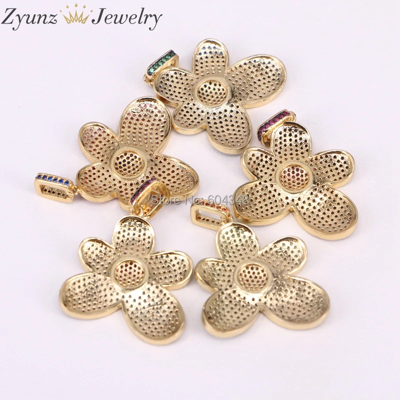 

5 Strands ZYZ191-9953 Fashion Necklace Micro Paved CZ Crystal Flower Big Pendant Necklace Jewelry for Women Wedding