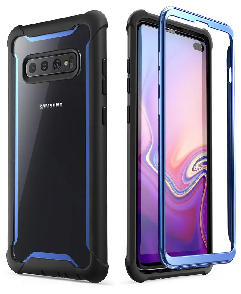 Для samsung S10 Plus чехол 6,4 Ares прочный Чехол на весь корпус со встроенной защитной пленкой [не совместим с датчиком отпечатков пальцев] - Цвет: Blue