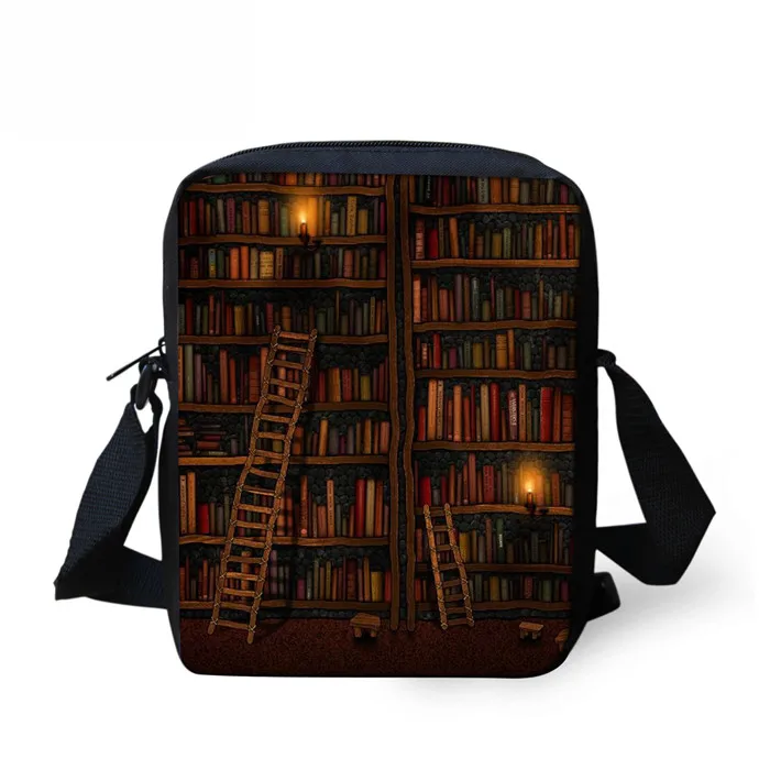 FORUDESIGNS сумка через плечо Happy Satchels, сумка через плечо для женщин и мужчин, Ретро стиль, с принтом библиотеки, для девочек и мальчиков, сумка-мессенджер для отдыха - Цвет: SS0141E
