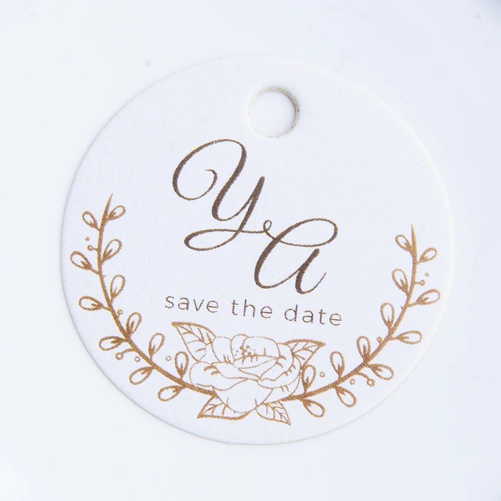 Y8-200 pcs 3.5cm round Kraft/White Paper Personalized Label Rose Gold Letter Advanced Wedding Customized | Дом и сад