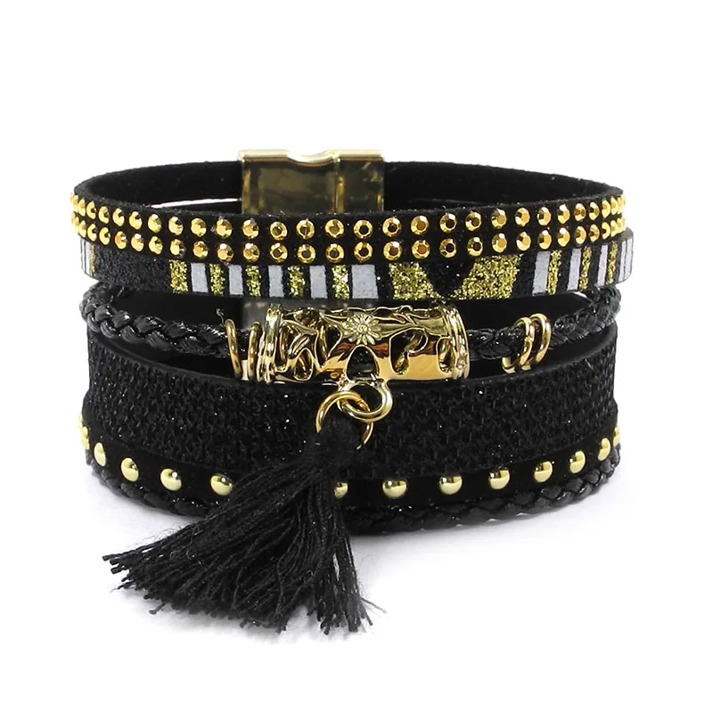 Кожаный браслет WELLMORE 4 цвета браслеты шармы для женщин украшения оптовая