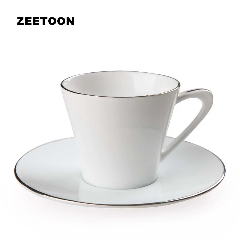 200ML Brief European Bone China Porcelain Gold Edge Coffee Cup Set and Saucer with Spoon Ceramic Milk Mug Afternoon Tea | Дом и сад