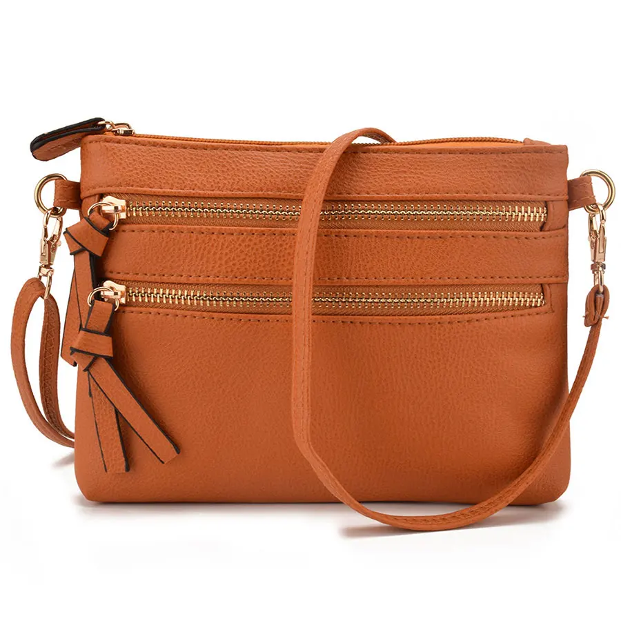 brown JIARUO мода мульти карман на молнии для женщин небольшой мини плеча Crossbody сумка женская сумка сумки сумка для мобильного телефона - Цвет: brown