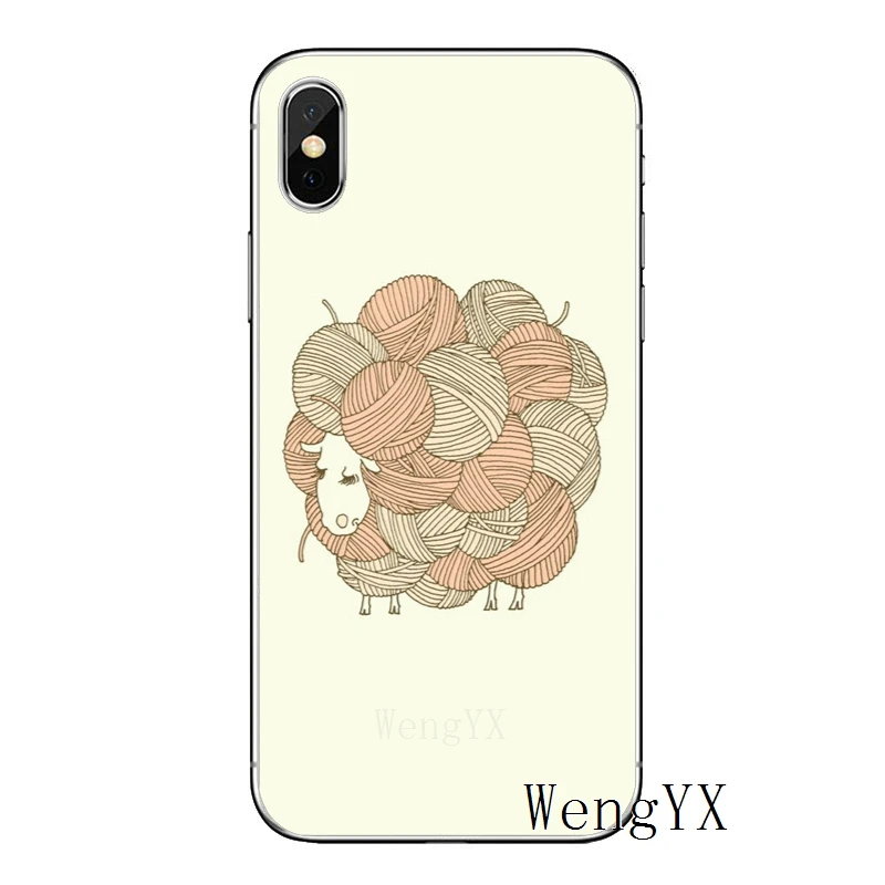 Вязаный медитационный мультяшный овечка для Apple iPhone 8 7 plus 6s 6 plus X XR XS Max SE 5S 5c 5 4S 4 TPU мягкий чехол для телефона чехол