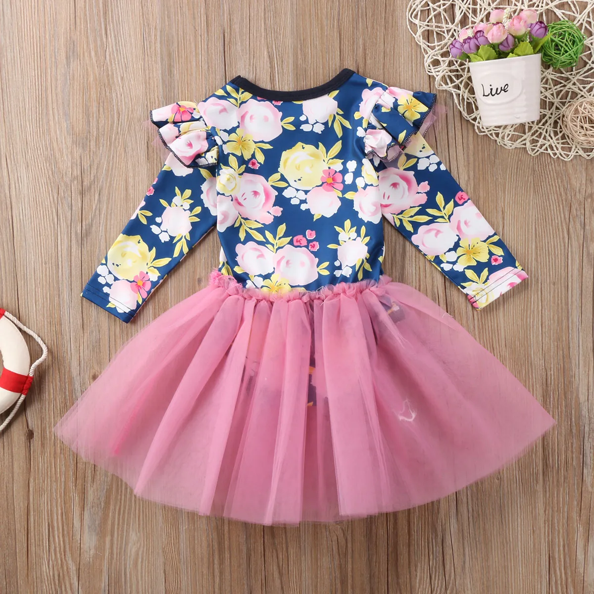 Newborn Toddler Kids Baby Girl Floral Romper Dress Lace Tutu Clothes Children Infant Girls Lovely Brief Dresses Print 6M-4T | Детская