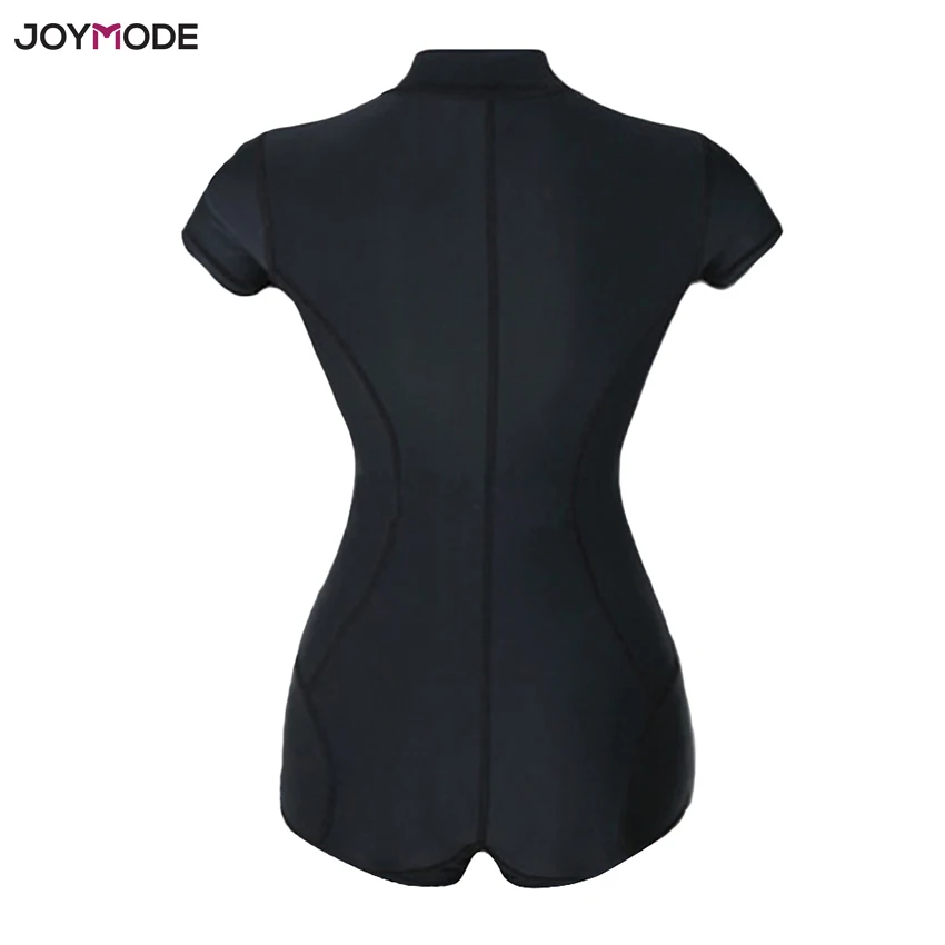 JOYMODE с короткими рукавами Для женщин черные купальники Одна деталь купальник на