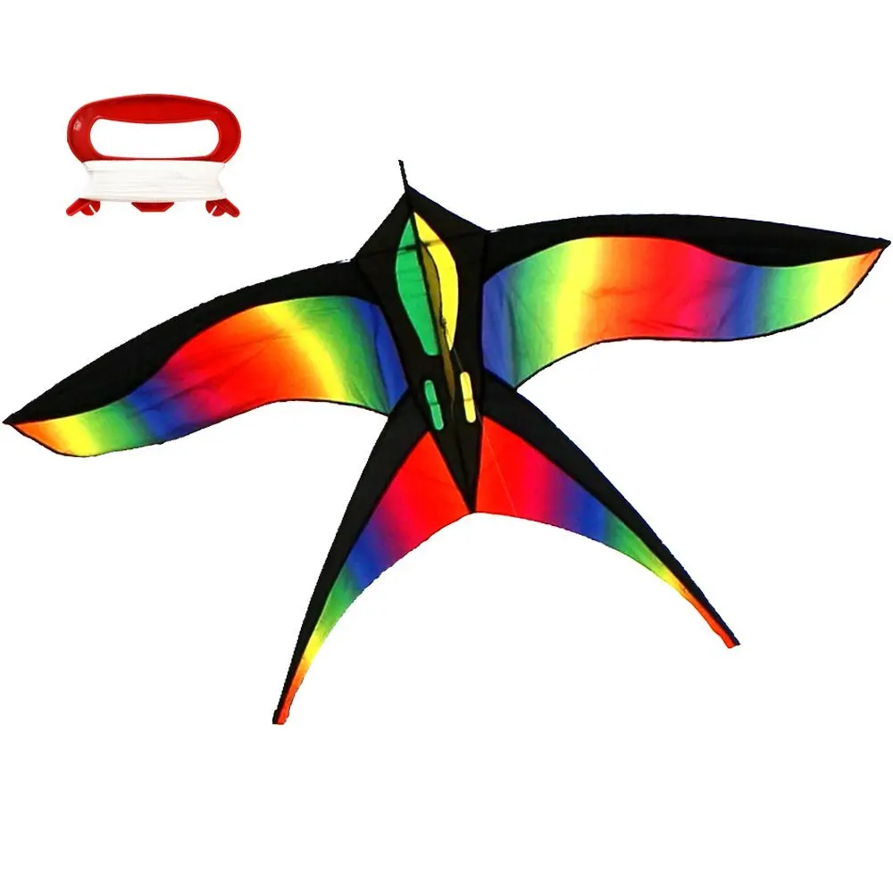 

free shipping high quality rainbow swallow kite 10pcs/lot with handle line eagle kite bar kid kite surfing hcxkite factory