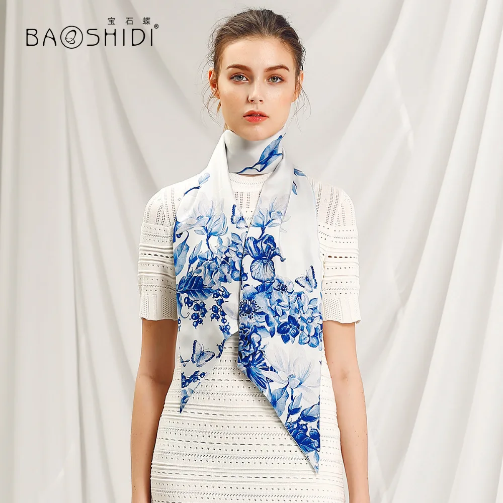 

[ BAOSHIDI] 2018 Spring Fashion Double Face Skinny, 100% Silk Twill Ribbon, Elegant Neckerchief, Multi-use on waist hat handbag